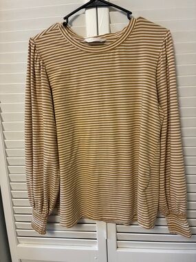LC Lauren Conrad Mustard and White Striped Long Sleeve Top